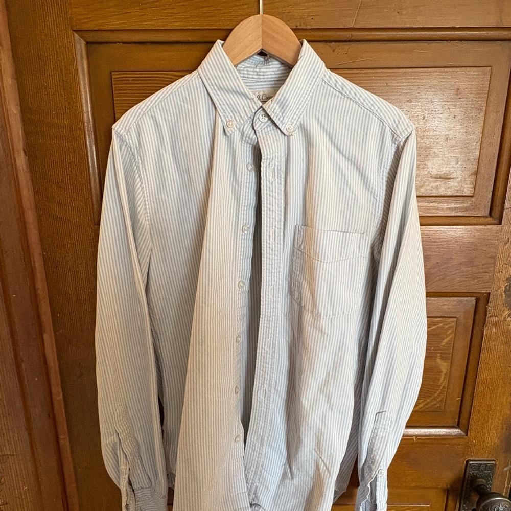 J. Crew Blue Striped Oxford Cloth Button Down Shirt